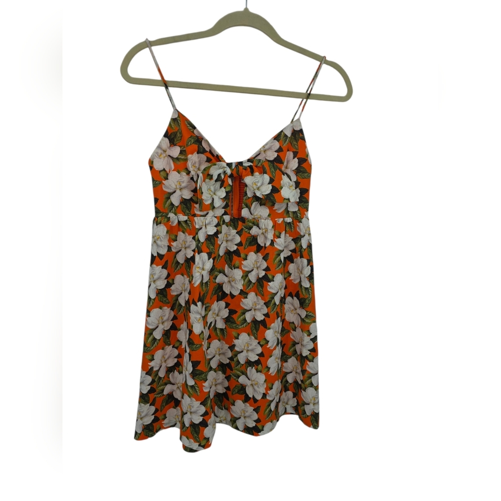 New Alice + Olivia 'Melvina' Floral- Print Linen-Blend Dress 0 - Picture 2 of 9